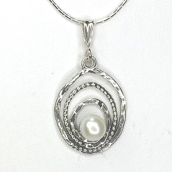 🔥FINAL DROP🔥NWOT GENUINE PEARL & STERLING SILVER ARTISAN FREE FORM NECKLACE - Picture 3 of 5